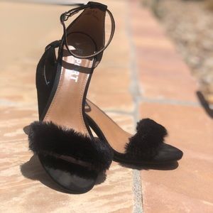 Fuzzy Black Heels